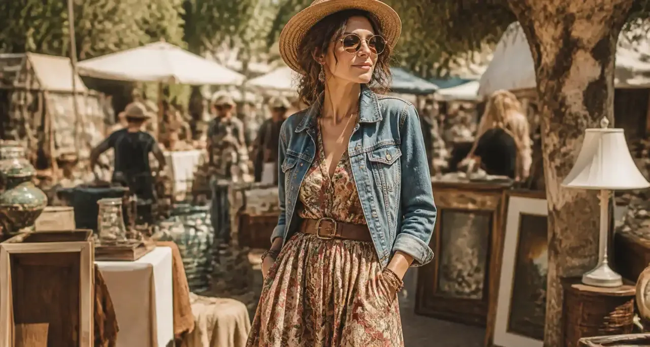 Look de seconde main déniché au marché aux puces vintage