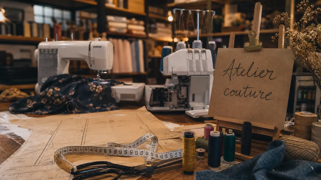 Cours de couture Ecolaine Rennes : atelier couture, patron et machine à coudre