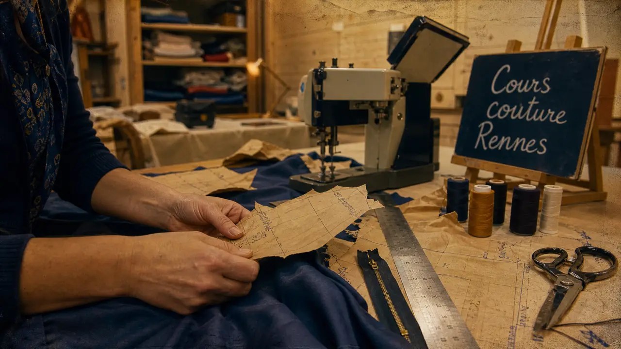 Ecole de couture Rennes : atelier couture, machine et tissus
