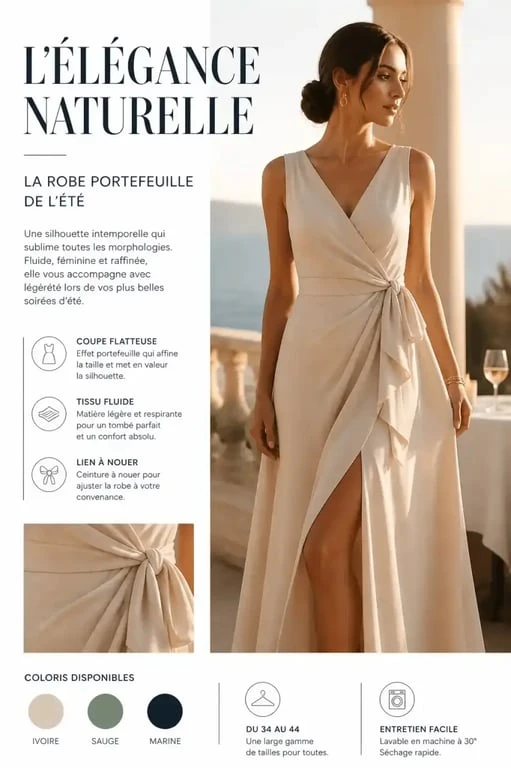 Robe d'été simple style cache-cœur pour une soirée