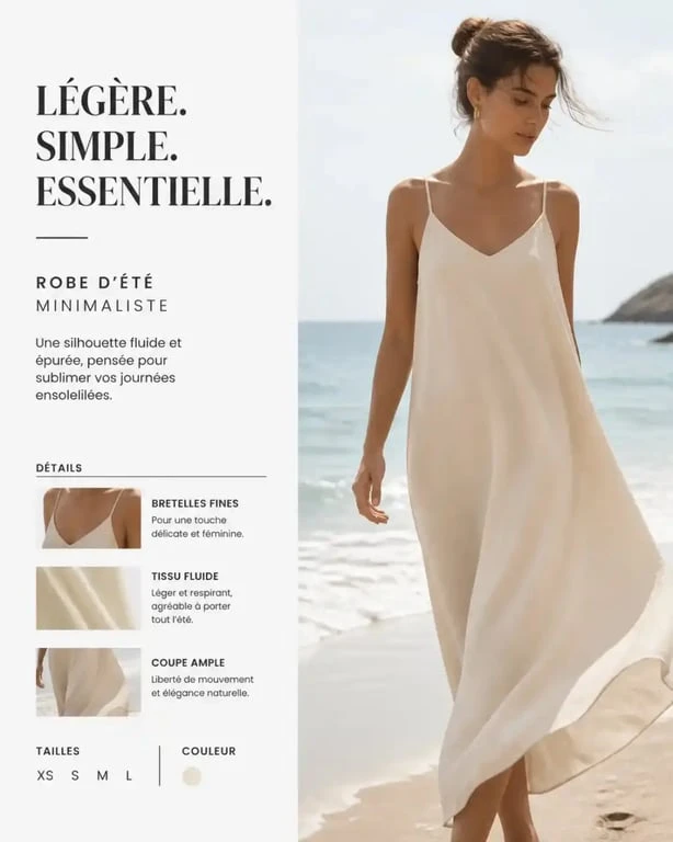 Robe d'été simple à bretelles pour la plage