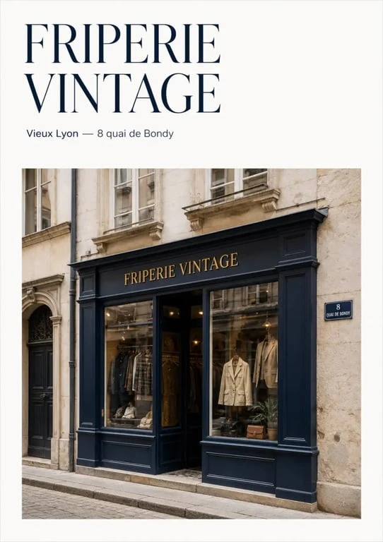 Look vintage friperie à Lyon, façade d’une boutique vintage dans le Vieux Lyon