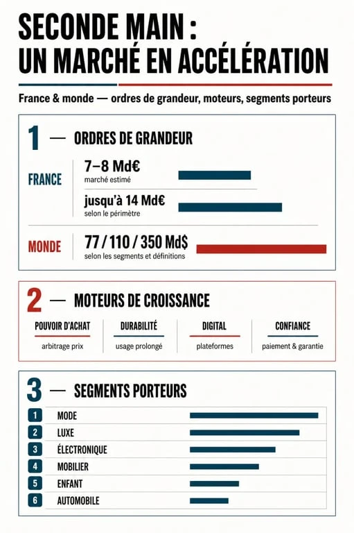 Marché de la seconde main : chiffres clés, moteurs de croissance et segments porteurs