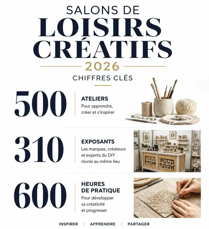 Infographie des statistiques clés pour les salons loisirs créatifs 2026