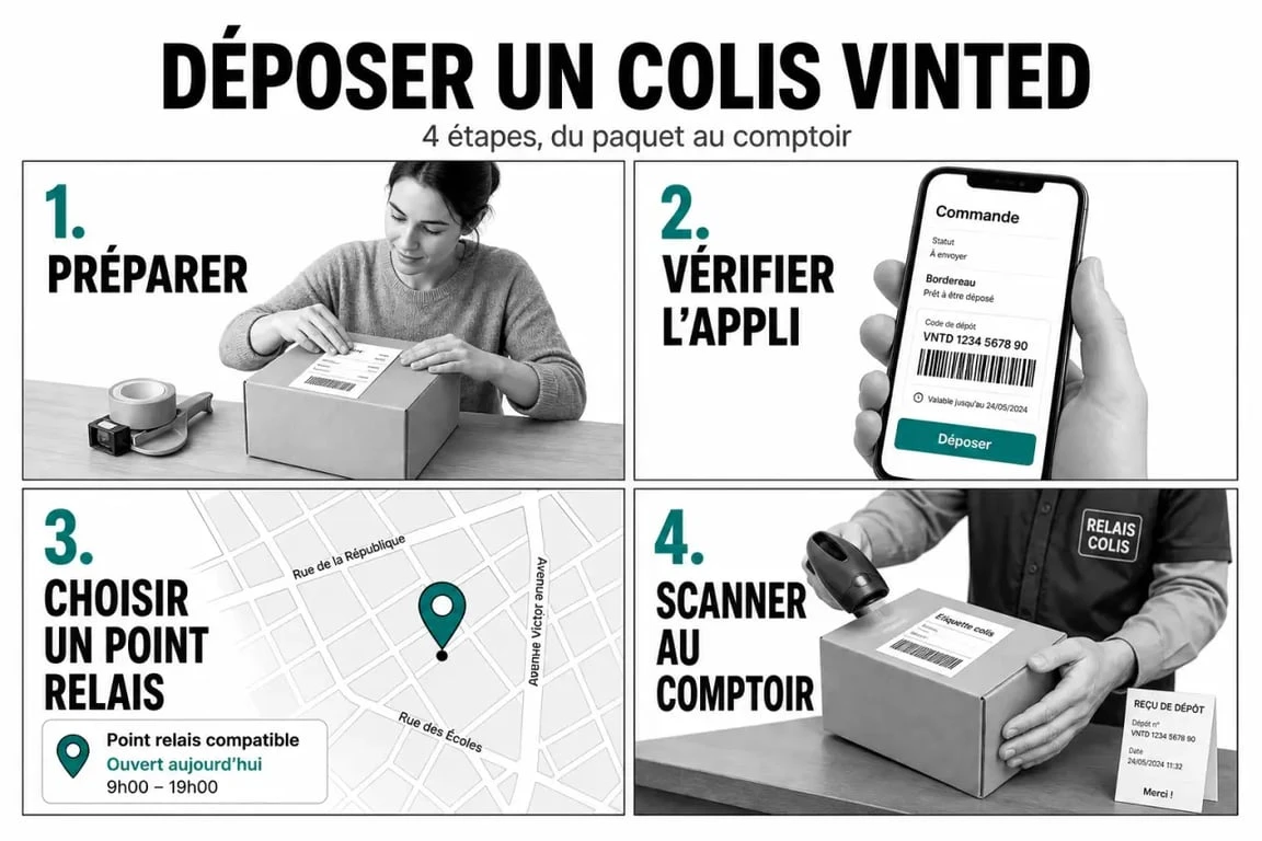 Où déposer un colis Vinted : étapes pour trouver un point relais compatible et déposer le colis