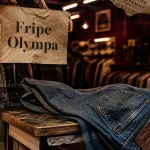 Fripe olympa vintage store à Paris, vitrine en boutique vintage