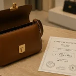 Sac de luxe occasion certifié, certificat et numéro de série visibles