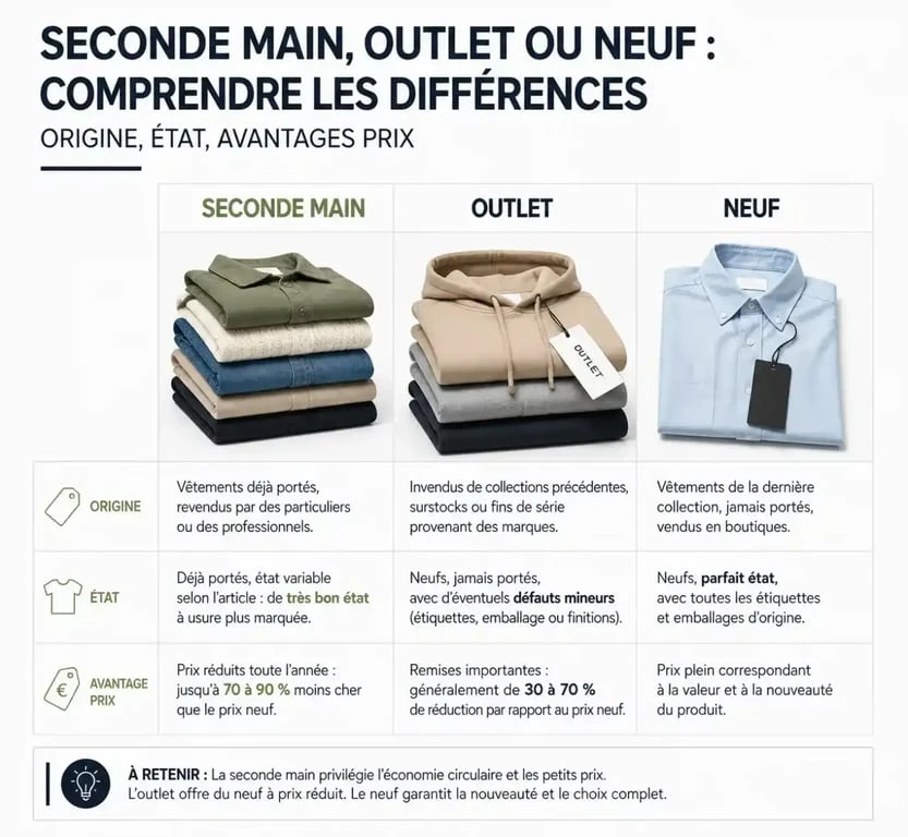Comparatif des modes d'achat IKKS seconde main, outlet et soldes