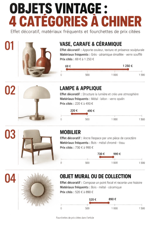 Infographie des catégories et prix d'un objet vintage