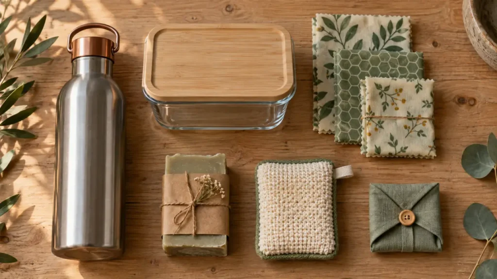 Idée cadeau zéro déchet : gourde et accessoires réutilisables