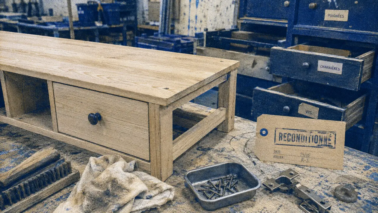 Seconde main meubles en atelier de reconditionnement