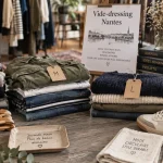 vide dressing nantes : vêtements triés sur table, stand à 40 €
