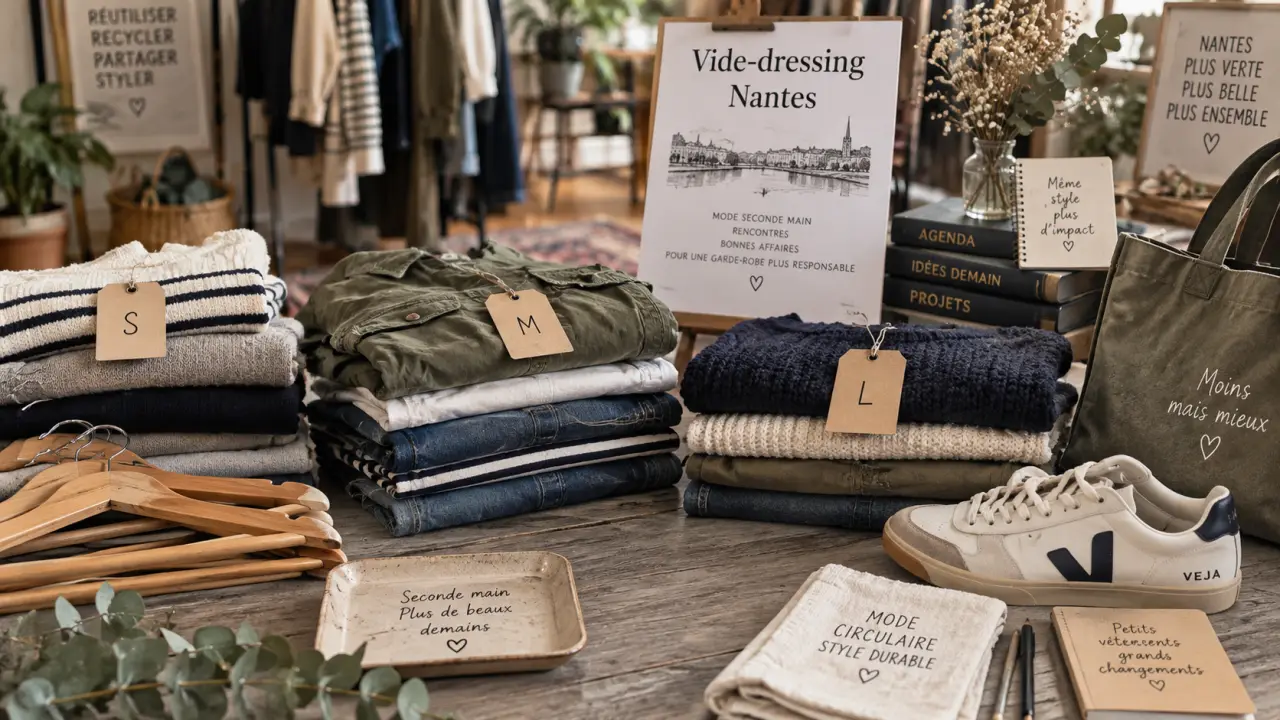 vide dressing nantes : vêtements triés sur table, stand à 40 €