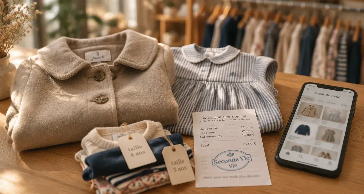 Jacadi seconde main : vêtements enfant d’occasion sur table