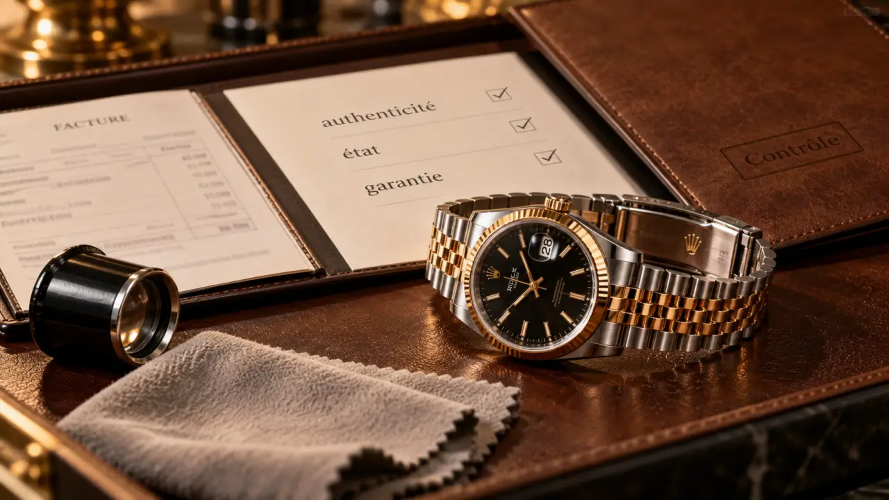 Rolex seconde main, preuves d’authenticité : dossier contrôle, loupe et facture